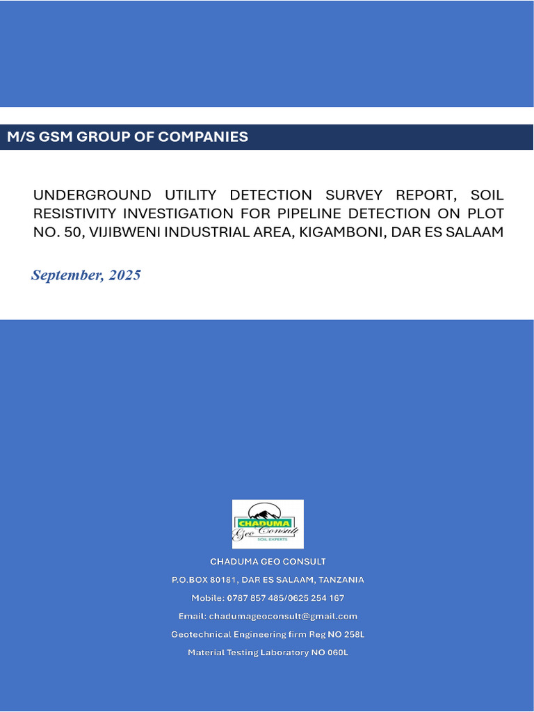 Underground Utility Survey Report, Kigamboni | PDF | Surveying | Sand
