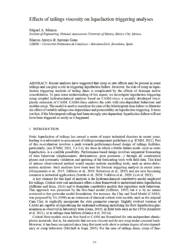 ECL 17.7.38 Effects of Tailings Viscosity On Liquefaction Triggering ...
