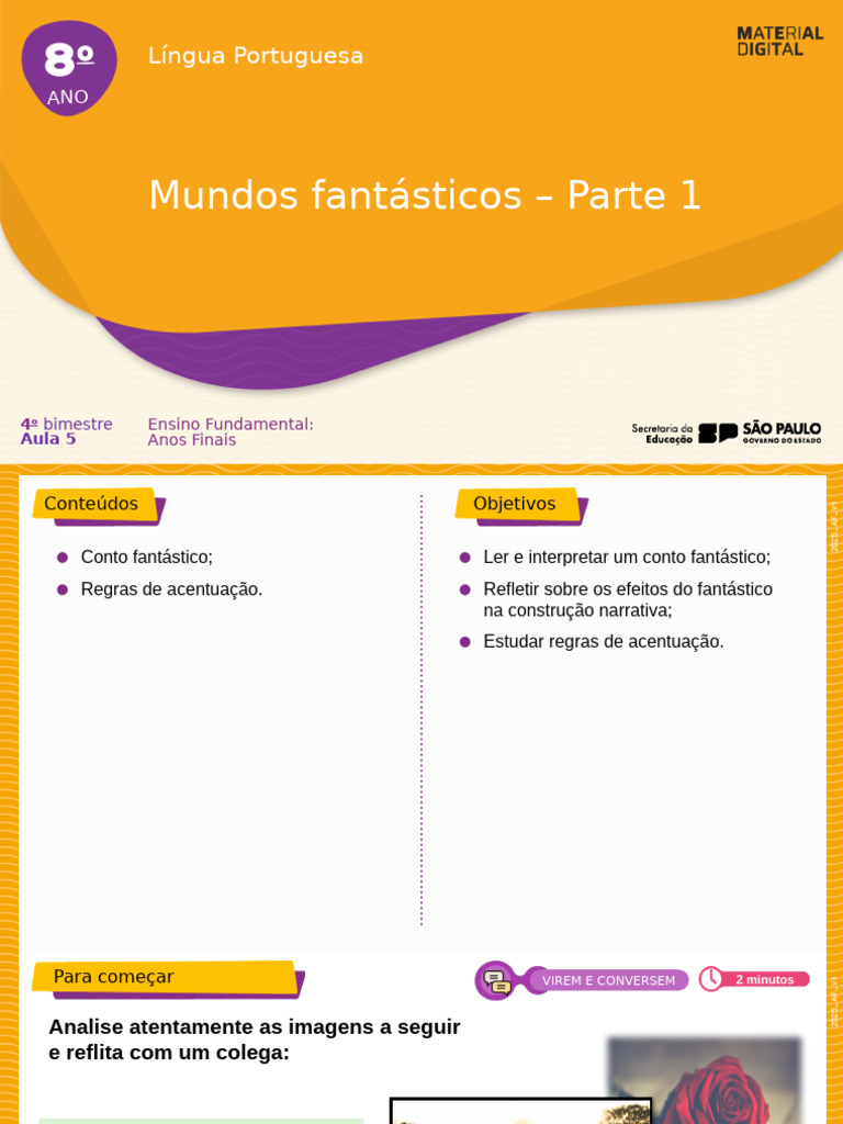 Aula 5 8º ano Material Digital SP: Conto Fantástico | PDF | Estresse ...