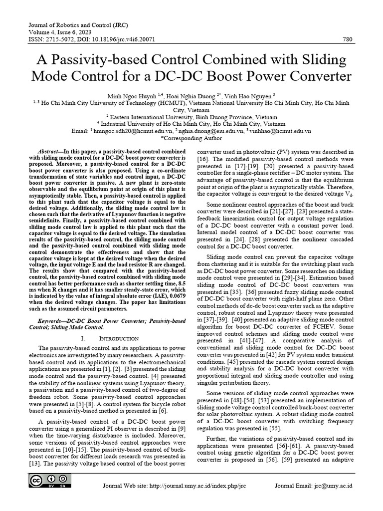 Passivity-Sliding Control for DC-DC Boost | PDF | Capacitor | Inductor