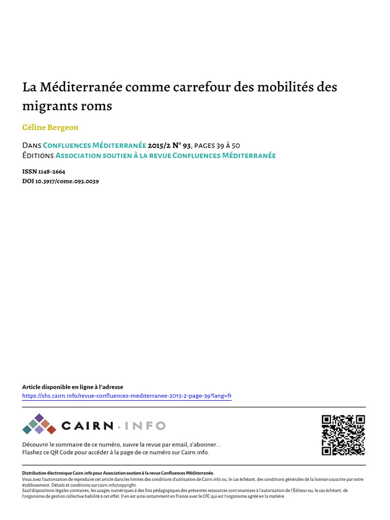 Mobilités des migrants roms en Méditerranée | PDF | Roms | Migration ...