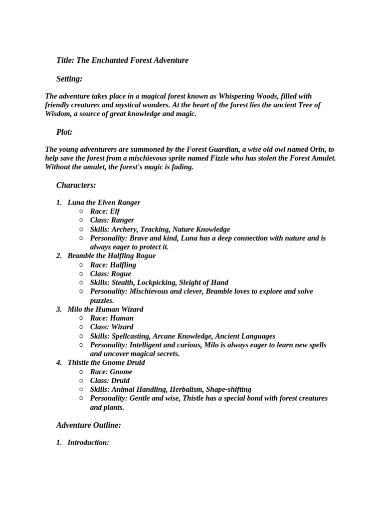 Enchanted Forest Adventure Guide | PDF