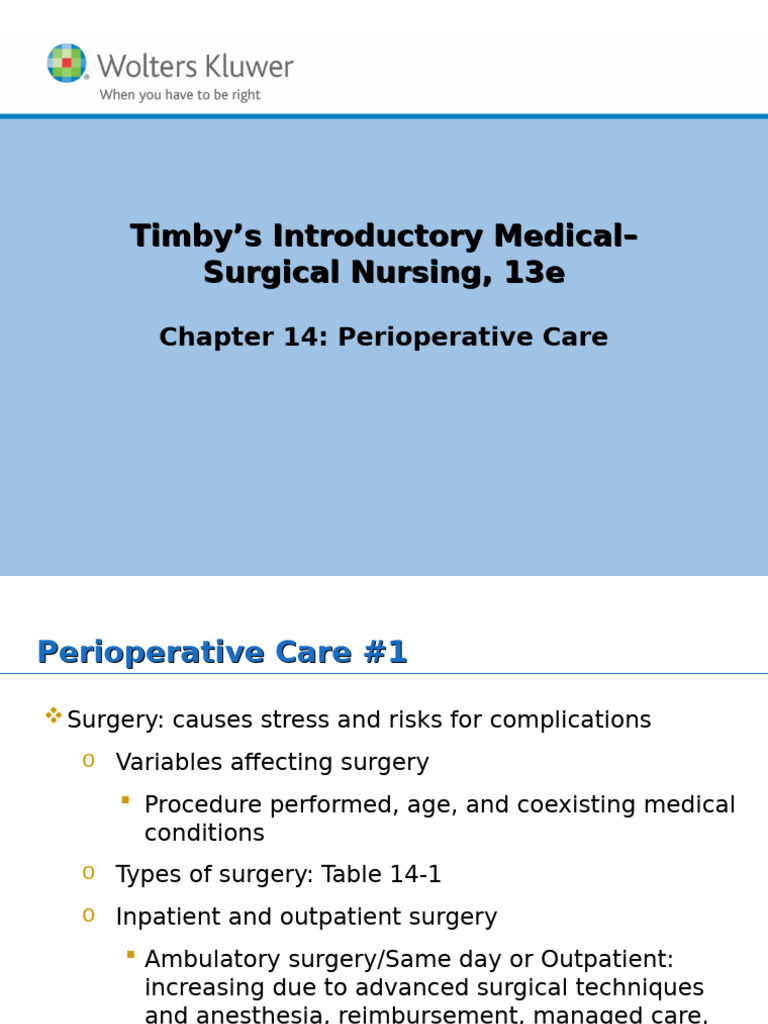 Chapter 14 | PDF | Surgery | Perioperative