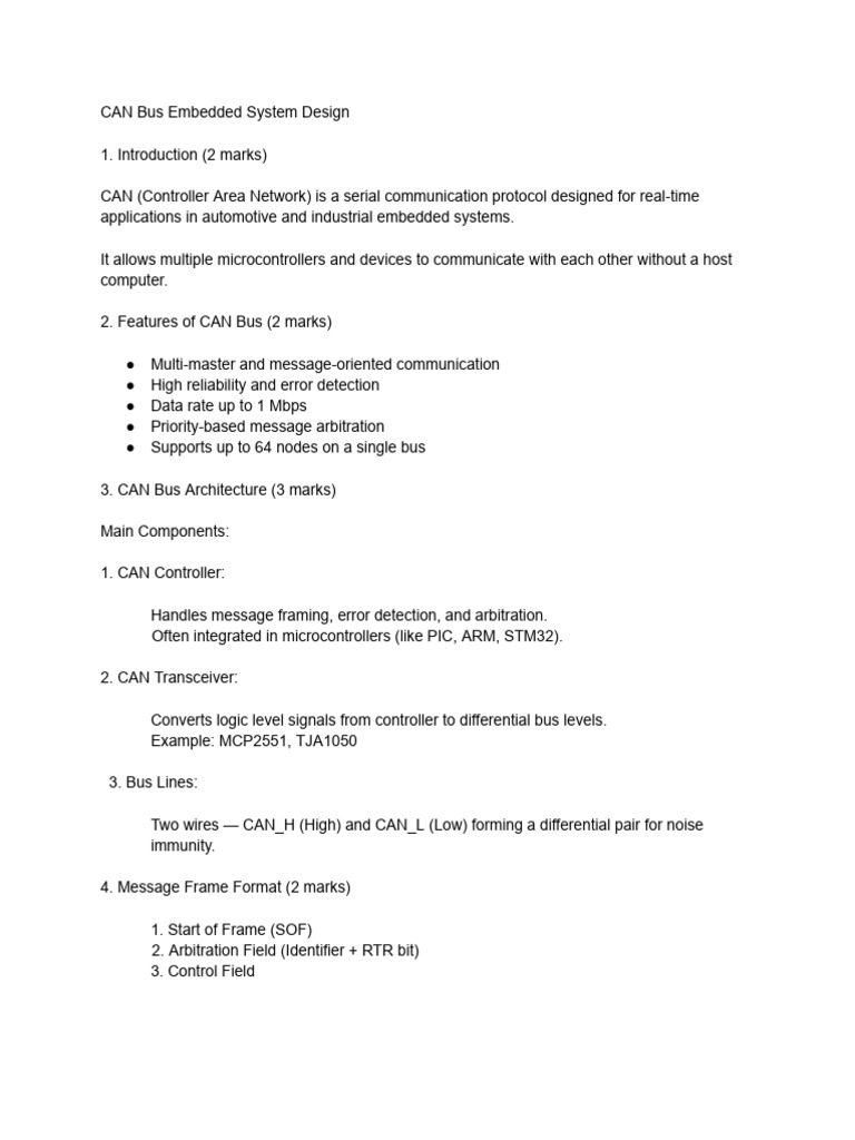 CAN Bus System Design Overview | PDF