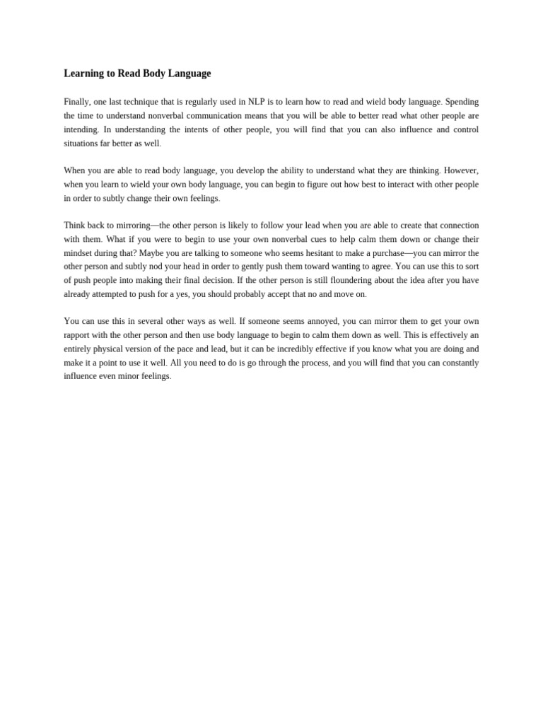 Mastering Body Language Skills | PDF