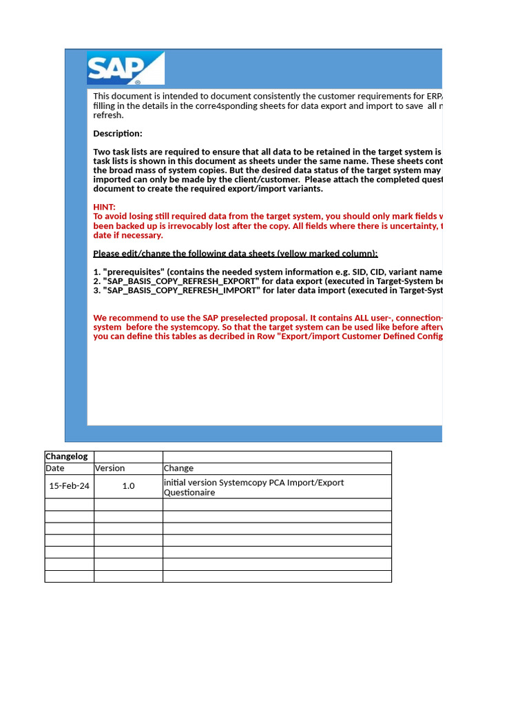 ERP/S4H System Copy Questionnaire Guide | PDF | Databases | Enterprise ...