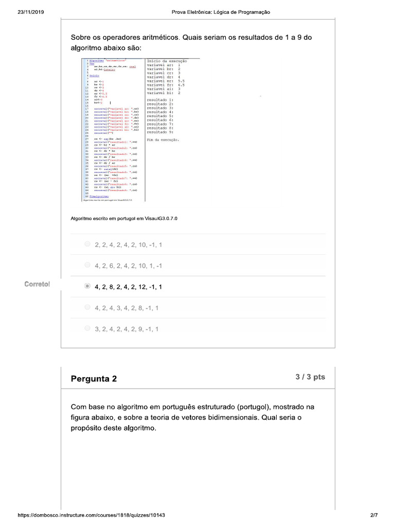 Prova Eletronica Logica de Programação 1 | PDF