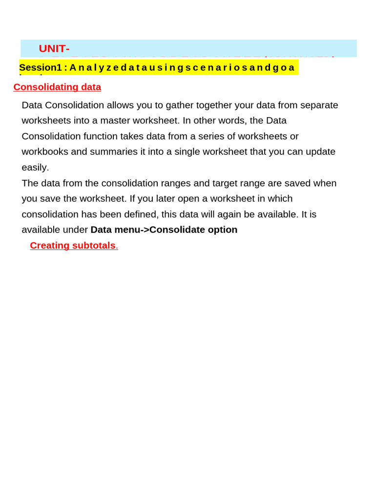 Data Consolidation and Analysis Techniques | PDF | Hyperlink | Spreadsheet