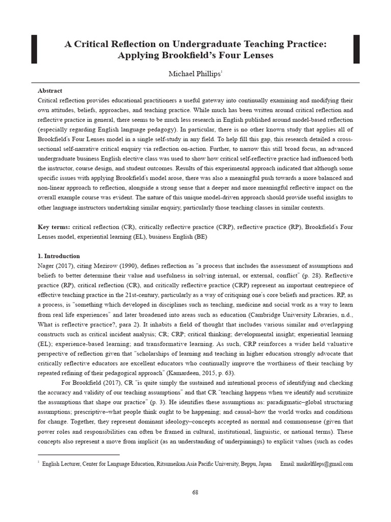 Critical Reflection in Business English Teaching | PDF | Reflective ...