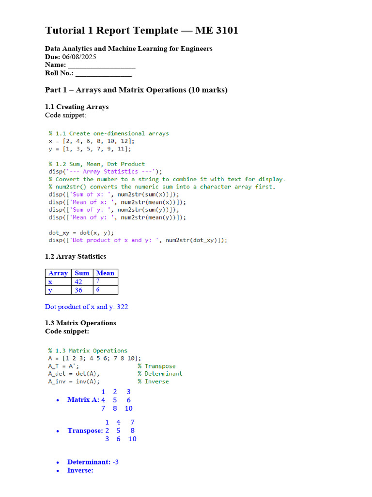 ME 3101 Data Analytics Report Template | PDF | Sampling (Signal ...