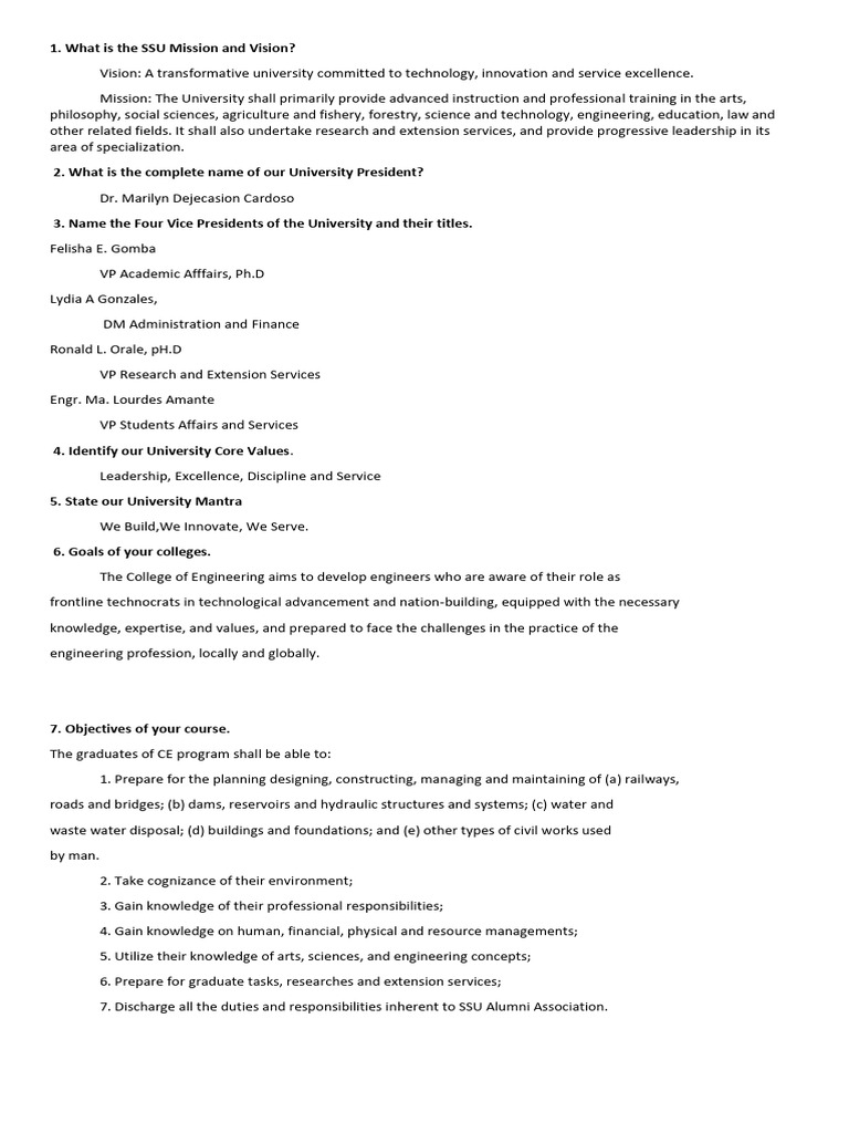 SSU Mission, Vision, and NSTP Overview | PDF | Justice | Crime & Violence