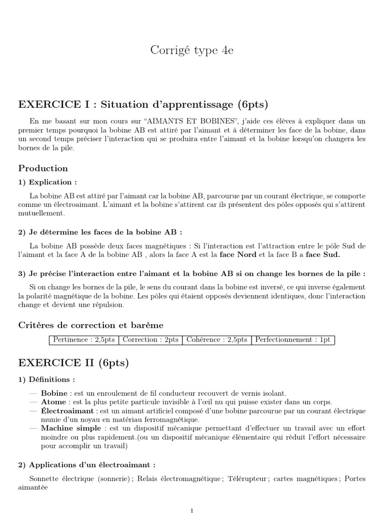 Interaction entre aimants et bobines PDF Aimant permanent Champ — free download