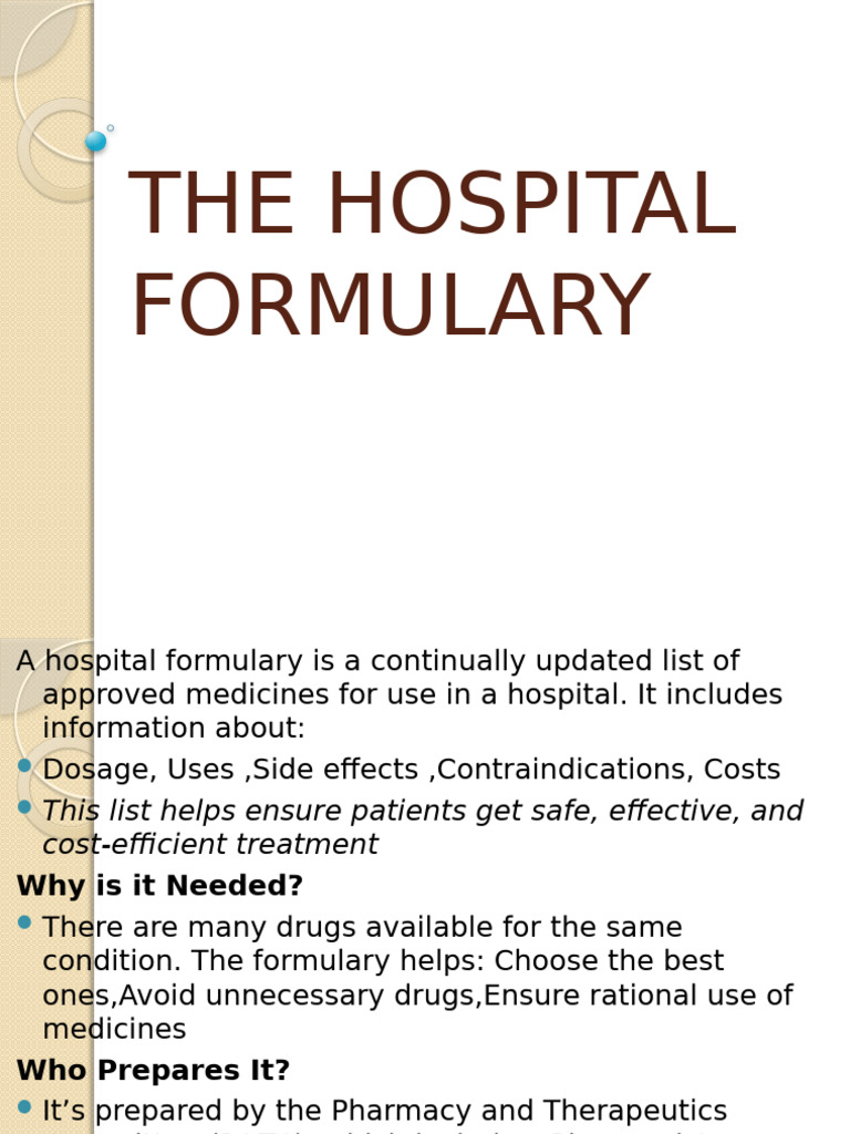 Hospital Formulary Overview and Management | PDF | Pharmacy | Hospital