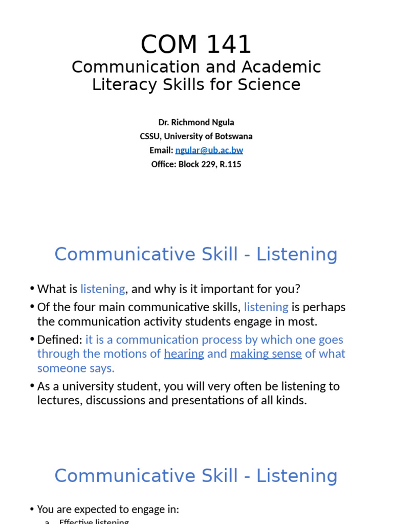Listening Skills for Academic Success | PDF | Information | Communication