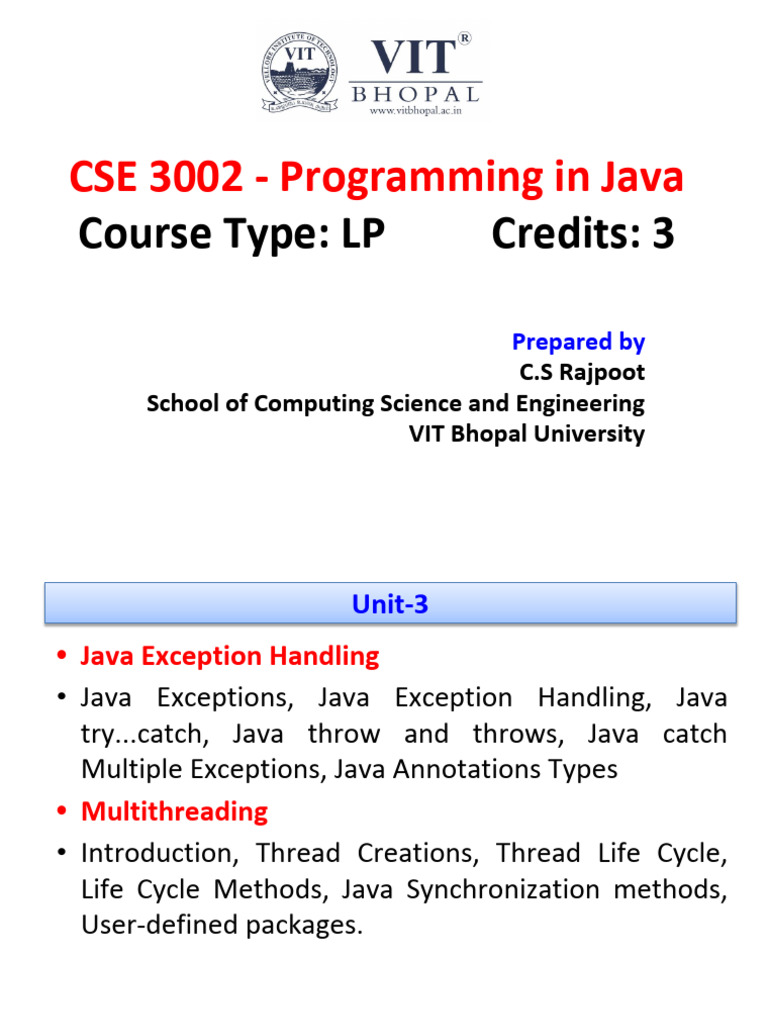 Unit-3.1 Java Exception Handling | PDF | Class (Computer Programming ...