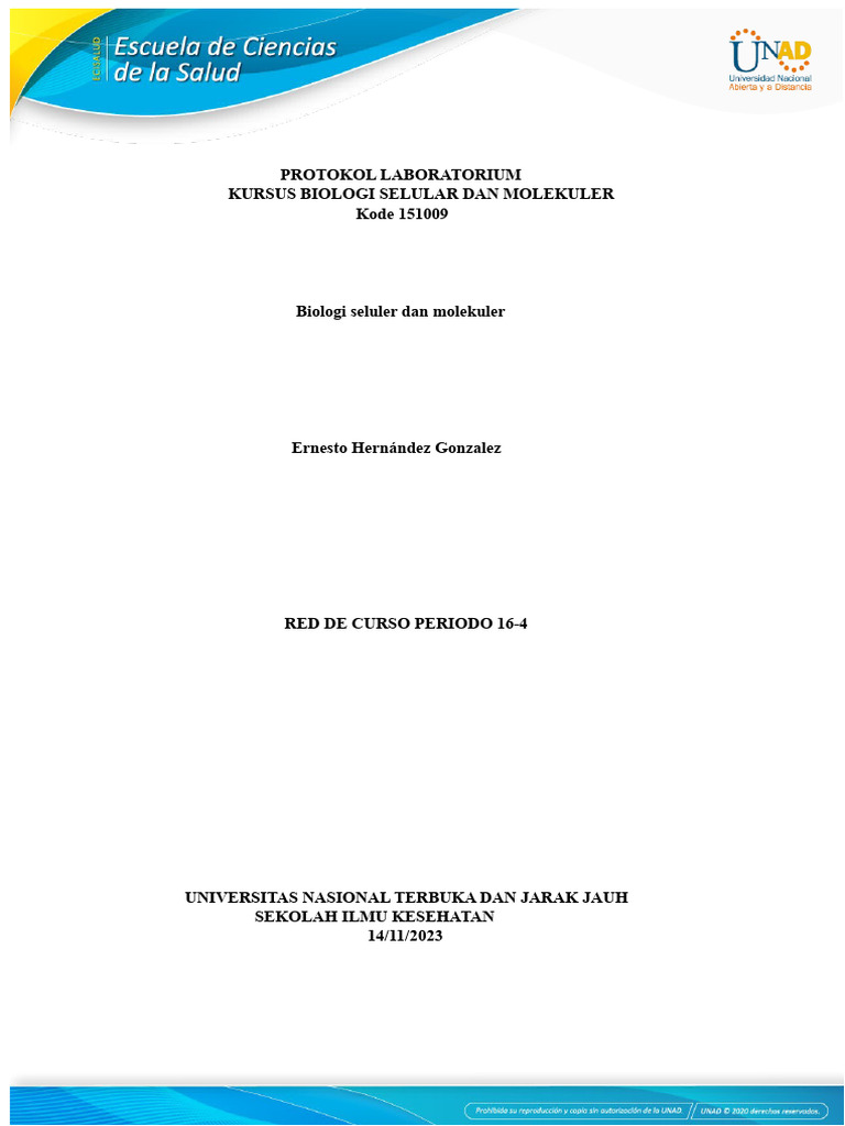 Protokol Laboratorium Biologi Seluler | PDF
