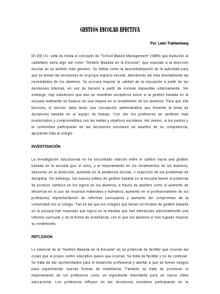 Gestión Escolar Eficiente y Efectiva | PDF | Maestros | Plan de estudios