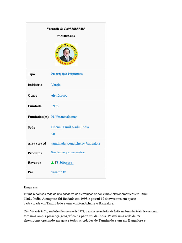 Vasanth & Co | PDF | Marketing | Economias