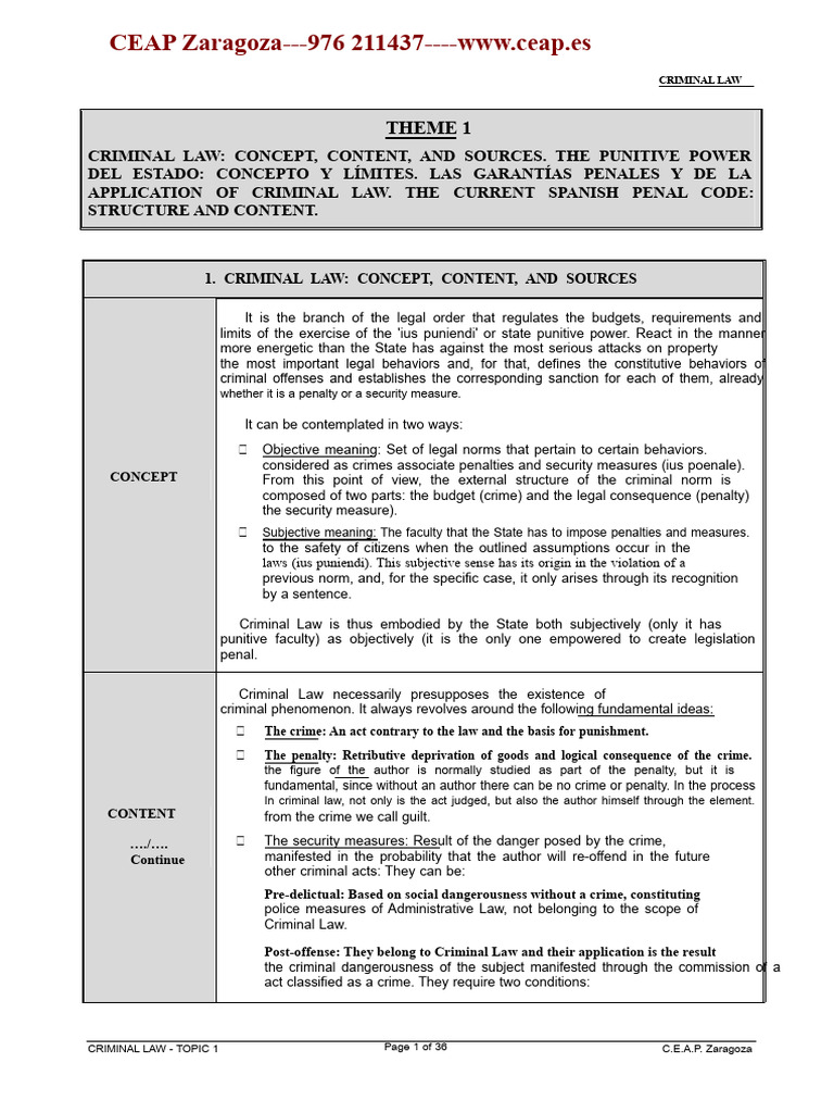 Overview of Spanish Criminal Law Concepts | PDF | Crimes | Crime & Violence