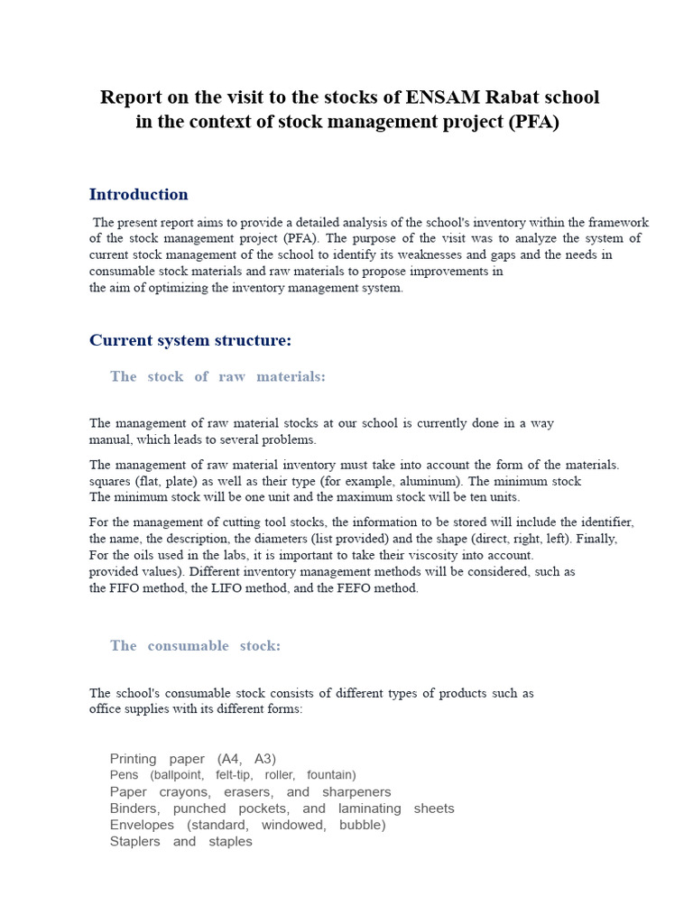 Stock Management Report | PDF | Inventory