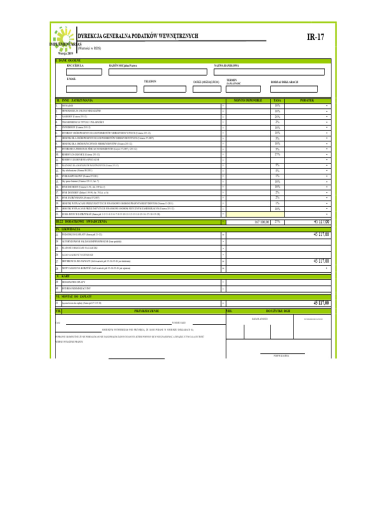 Formularz IR-17 | PDF