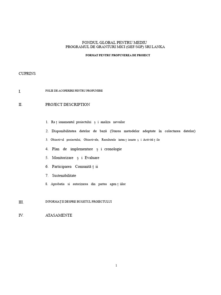 Format de Propunere de Proiect | PDF
