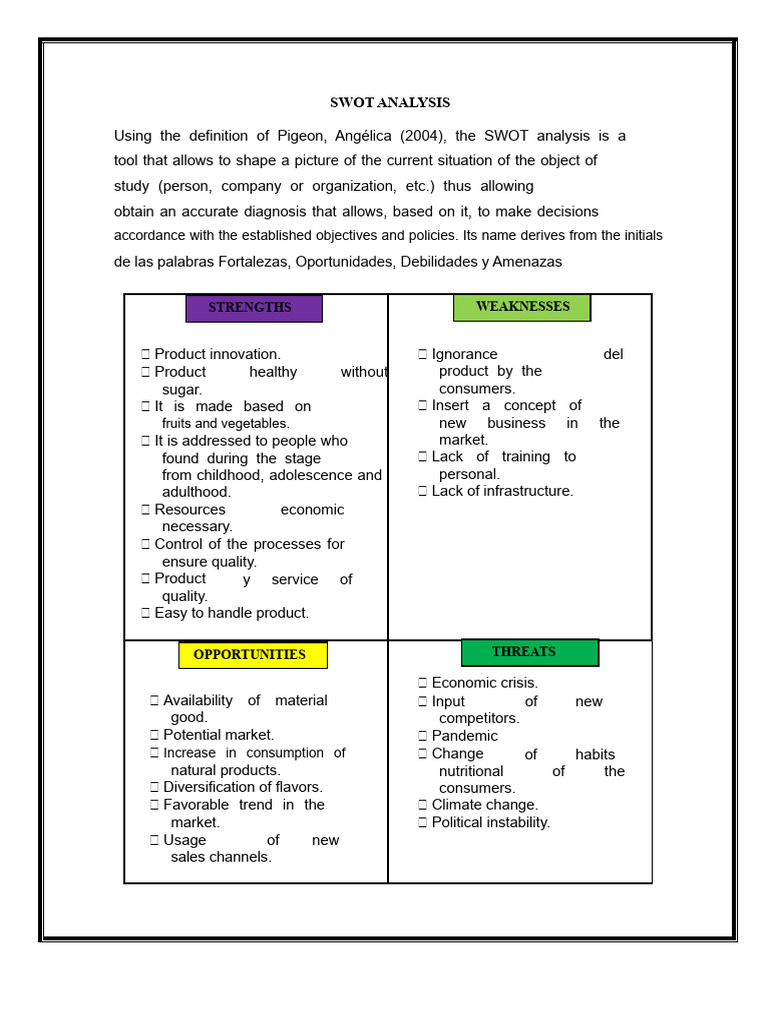 SWOT Analysis for Healthy Juice Product | PDF | Swot Analysis | Market ...