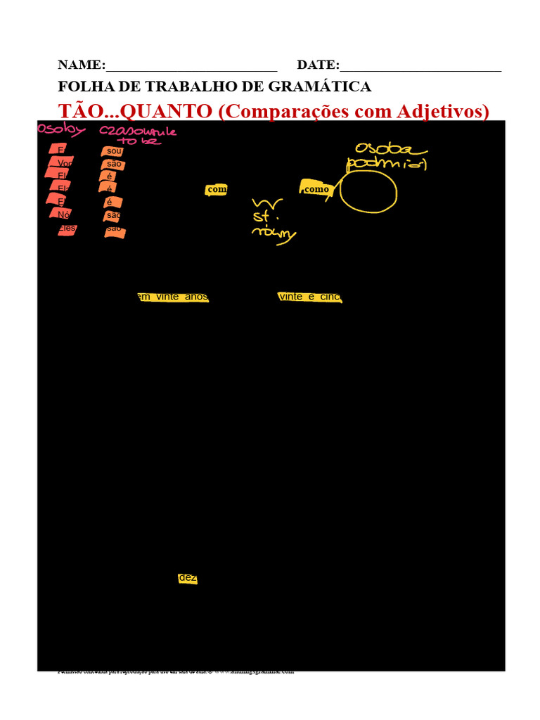 Comparações 'tão...quanto' em Gramática | PDF