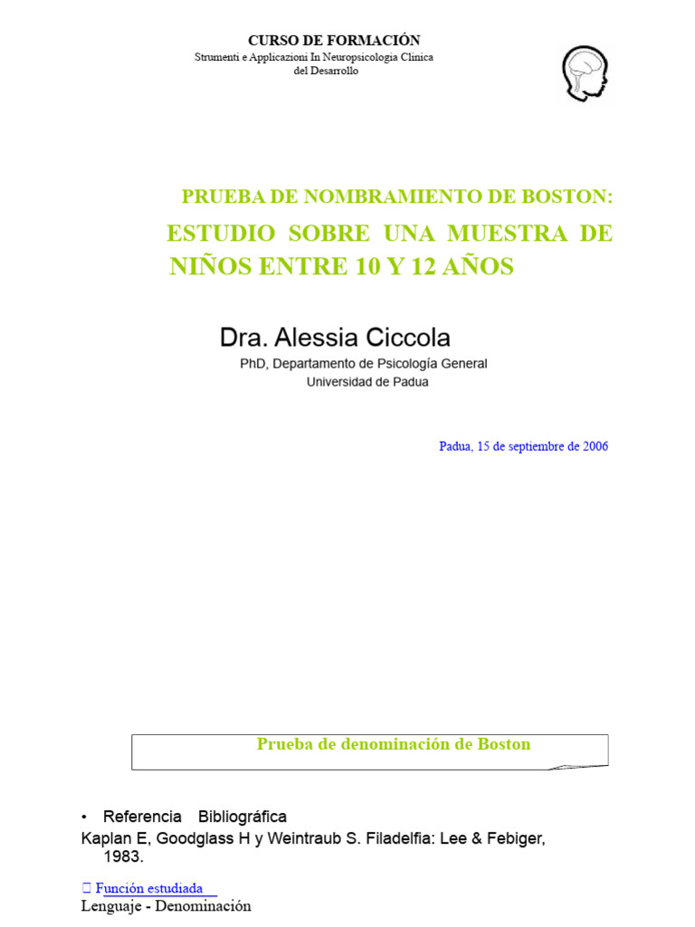 Estudio de la Prueba de Nominación de Boston en Niños | PDF | Ciencia ...