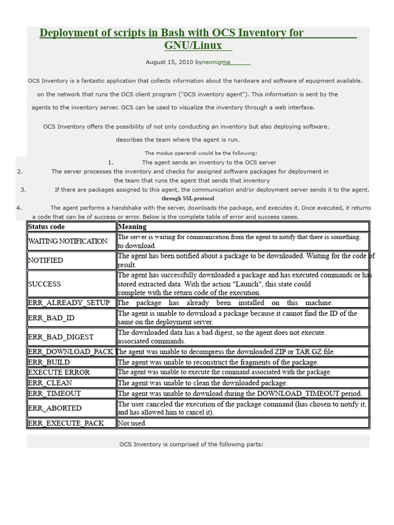 Software Deployment With OCS Inventory For GNU | PDF | Apache Http ...