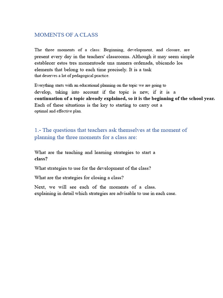 Class Structure: Start, Develop, Close | PDF | Knowledge | Learning
