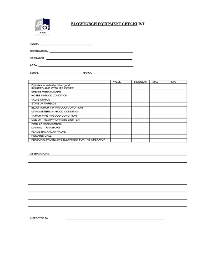 CHECK LIST Torch | PDF