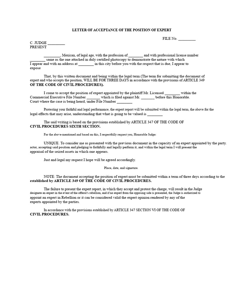 Expert Position Acceptance Letter | PDF | Justice | Crime & Violence