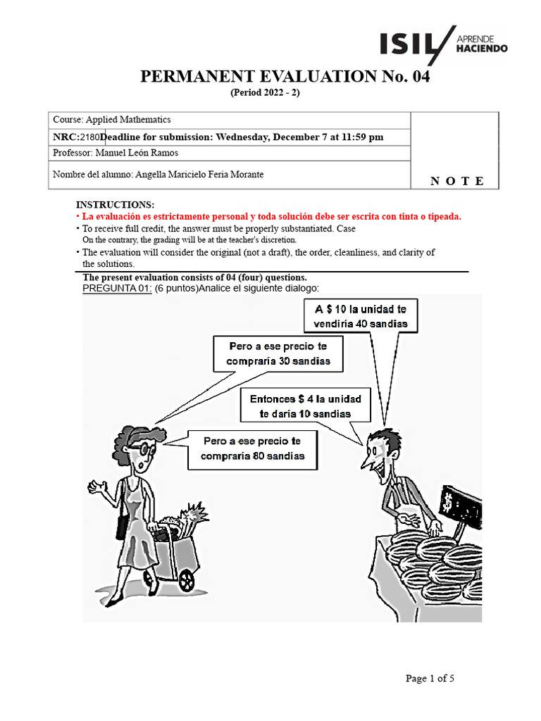 Applied Mathematics Evaluation 2022 | PDF | Economic Equilibrium ...
