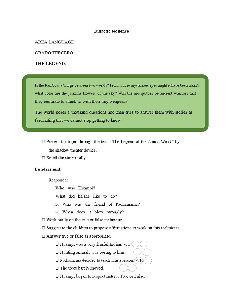 Didactic Language Legends for Third Grade | PDF | Grammatical Gender | Noun