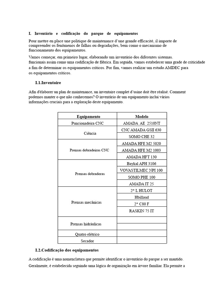 Inventário e Codificação de Equipamentos | PDF