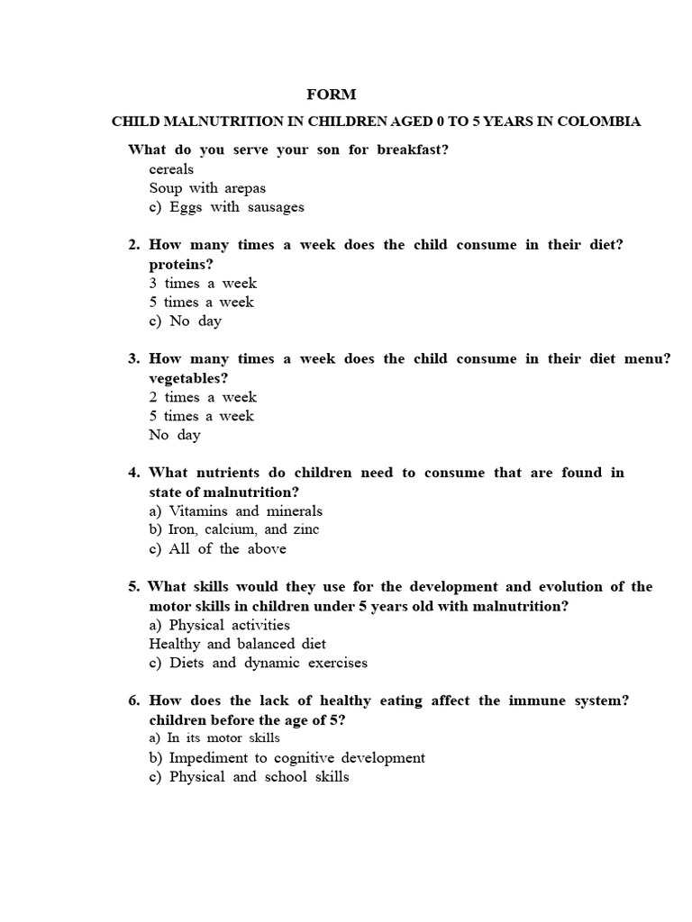 FORM | PDF | Diet (Nutrition) | Diet & Nutrition