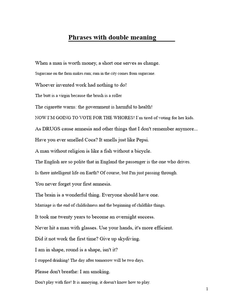 Double Meaning Phrases | PDF