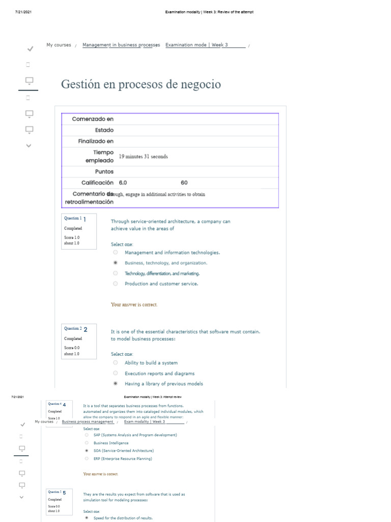 Management in Business Processes Examination Modality Week 3 PDF | PDF ...