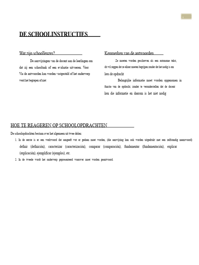 De Schoolopdrachten | PDF