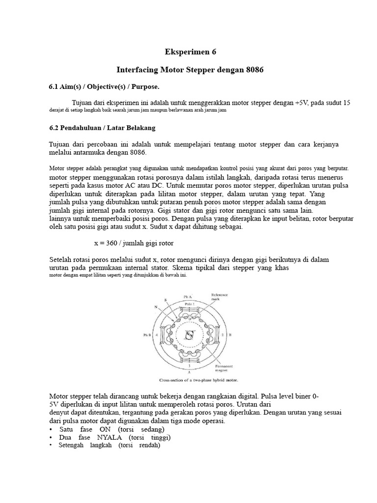 Interfacing Motor Stepper dengan 8086 | PDF