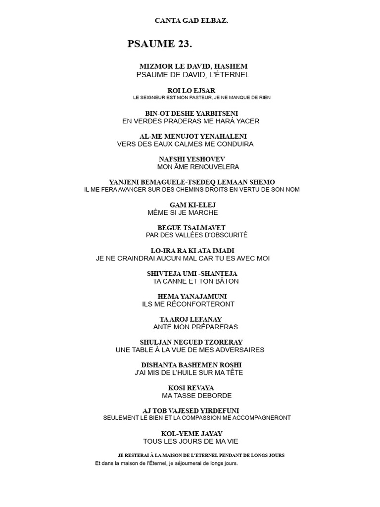 Interprétation du Psaume 23 | PDF