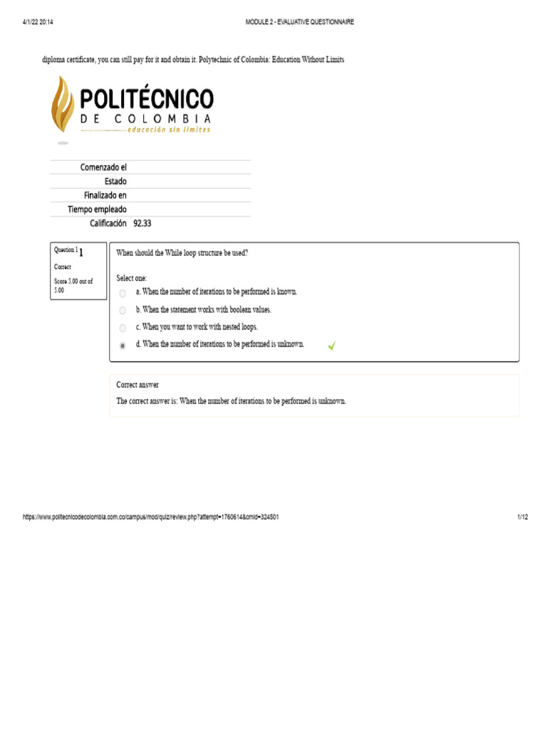 Module 2 - Evaluation Questionnaire | PDF | Control Flow | Algorithms ...