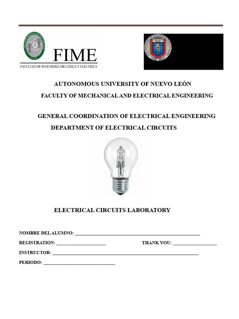 Electrical Circuits Laboratory Manual | PDF | Electrical Network ...
