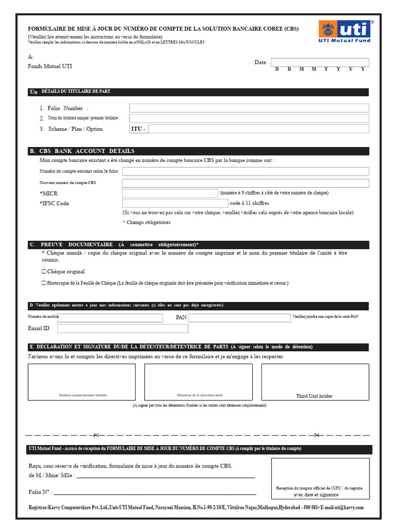 Mise à jour du compte bancaire CBS UTI | PDF | Banques | Chèque