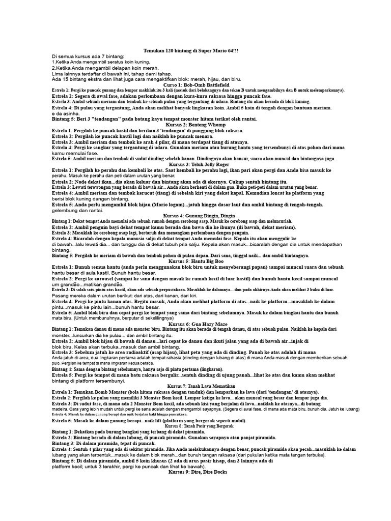 Panduan Lengkap 120 Bintang Super Mario 64 | PDF