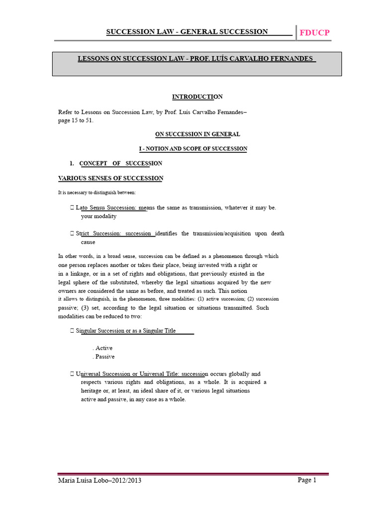 Overview of General Succession Law | PDF | Inheritance | Will And Testament