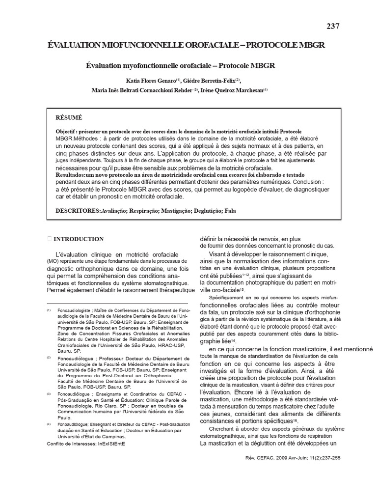 Protocole MBGR en Évaluation Orofaciale | PDF | Dentiste