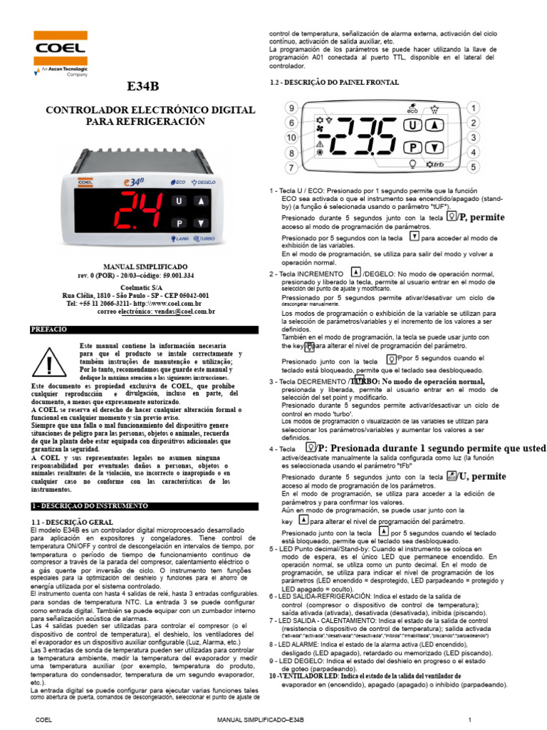 Manual Simplificado Controlador E34B | PDF | Transformador | Aislador ...