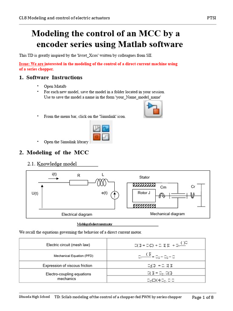 TD Matlab MCC Series Hasher | PDF | Electric Motor | Voltage